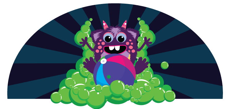 foam monster playing in glowing foam